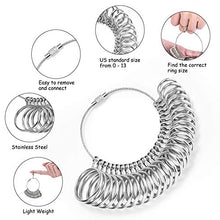Load image into Gallery viewer, Ring Sizer Measuring Tool, NuLink Aluminum Ring Mandrel Dual Measurement Size Metal Rings Sizers Tools Kit Adjuster for Women Men Rings

