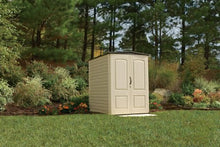 Load image into Gallery viewer, Rubbermaid Large Plastic Vertical Resin Weather Resistant Storage Shed, 5 x 6 Ft., Sandstone, for Garden/Backyard/Home/Pool/Bikes/Lawn Mowers
