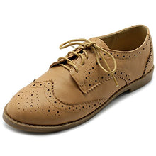 Load image into Gallery viewer, Ollio Women's Flats Shoes Wingtip Lace Up Oxfords M2921 (6 B(M) US, Sand)
