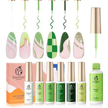 Load image into Gallery viewer, Beetles Gel Polish Nail Art Gel Liner Set-6 Colors Easter Nail Green Elf Gel Art Paint for Swirl Nails Spring Forest Green Yellow Colors Built Thin Nail Art Brush in Gel Pens Soak Off Led Lamp Nail Gel
