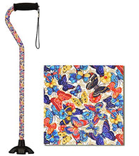 Load image into Gallery viewer, NOVA Medical Products NOVA Sugarcane, Walking Cane with All Terrain Rubber Quad Tip Base and Carrying Strap, Butterfly Symphony Design
