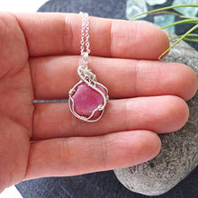 Load image into Gallery viewer, Raw Pink Real Ruby Crystal Pendant Necklace - 18 Inch Sterling Silver - July Genuine Birthstone Birthday Women's Jewelry Vintage Gift Idea
