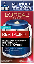 Load image into Gallery viewer, L'Oreal Paris Revitalift Pressed Night Cream with Retinol, Niacinamide, Visibly Reduce Wrinkles, Hydrate for Face, Under Eye, Neck, Chest, Dermatologist tested + Hyaluronic Acid Serum Sample
