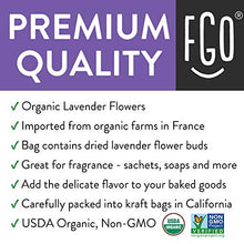 Load image into Gallery viewer, Organic Lavender Flowers Dried | Perfect for Tea, Baking, Lemonade, DIY Beauty, Sachets &amp; Fresh Fragrance | 100% Raw From France | Large 4oz Resealable Kraft Bag | by FGO
