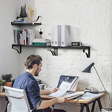 Load image into Gallery viewer, AMADA HOMEFURNISHING Floating Shelves Wall Mounted Set of 3, Rustic Wood Wall Shelves for Bedroom/Bathroom/Living Room/Kitchen/Laundry Room, Storage &amp; Decoration, Black
