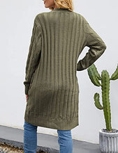 Load image into Gallery viewer, MEROKEETY Womens Long Sleeve Cable Knit Long Cardigan Open Front Button Sweater Outerwear Plum
