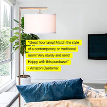 Load image into Gallery viewer, Brightech Montage Modern - Floor Lamp for Living Room Lighting - Bedroom &amp; Nursery Standing Accent Lamp - Mid Century, 5' Tall Pole Light Overhangs Reading - with LED Bulb - Satin Nickel
