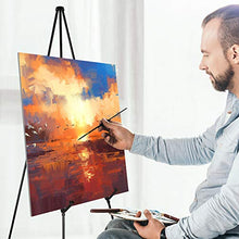 Load image into Gallery viewer, T-SIGN Instant Display Easel Stand - 63" Tripod Collapsible Portable Artist Floor Easel - Easy Folding Telescoping Adjustable Art Poster Metal Stand for Display Show
