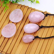 Load image into Gallery viewer, Banshren 5 Piece Rose Quartz Healing Crystals Set, 3 Rose Crystal Quartz Drilled Eggs in Graduated Sizes for Kegel Exercise or Vaginal Training (Small, Medium, Large) &amp; 2 Worry Stones for Meditation
