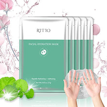 Load image into Gallery viewer, RITIO Hydrating Facial Mask Tencel Sheet Masks for SPA Treatment &amp; Anti-Aging (Set of 6) Silky Tencel Lyocell Masks to Achieve Skin &amp; Antioxidant Protection - Facial Mask for Women &amp; Men
