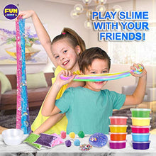 Load image into Gallery viewer, DIY Jumbo Slime Kit for Girls Boys Kids, Funkidz Ultimate Fluffy Cloud Clear Butter Glitter Glow in Dark Slime Making Kits Includes 33 Ready Slime Clay Unicorn Charms Supplies Stress Relief Toy
