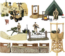 Load image into Gallery viewer, Click N' Play Military Checkpoint 60 Piece Play Set with Accessories.
