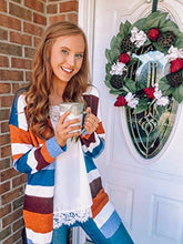 Load image into Gallery viewer, ECOWISH Womens Floral Striped Draped Kimono Cardigan Long Sleeve Open Front Casual Knit Sweaters Coat Floral L
