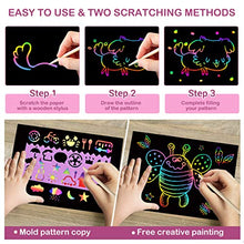 Load image into Gallery viewer, pigipigi Rainbow Scratch Paper Art - 109 Pcs Magic Scratch Off Craft Kit for Kids Color Drawing Note Pad Supply for Children Girls Boys DIY Party Favor Game Activity Birthday Christmas Toy Gift Set

