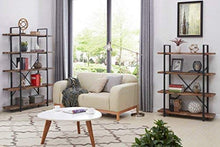 Load image into Gallery viewer, Homissue 4-Tier Industrial Style Bookshelf, Wood and Metal Bookcases Furniture for Collection, Retro Brown
