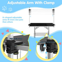 Load image into Gallery viewer, Lyromix Adjustable Pet Large Foldable Dog Grooming Table with Arms, Noose, Mesh Tray, Maximum Capacity Up to 330Lb, 46inch, Black
