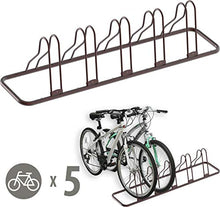 Load image into Gallery viewer, Simple Houseware 5 Bike Bicycle Floor Parking Adjustable Storage Stand, Bronze
