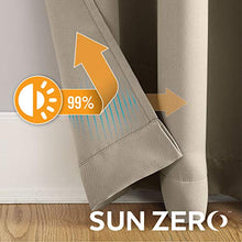 Load image into Gallery viewer, Sun Zero Soho 2-Pack Energy Efficient Blackout Grommet Curtain Panel Pair, 54 in x 63, Stone
