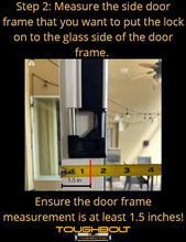 Load image into Gallery viewer, TOUGHBOLT Premium Sliding Glass Door Lock - Child Safety Lock with Double-DEADBOLT - Exterior Warning Sticker Included – See Tools Required to Install
