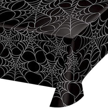Load image into Gallery viewer, Halloween Party Supplies, Spider &amp; Buffalo Plaid Design, 16 Guests, 129 Pieces, Disposable Paper Dinnerware, Plate, Napkin, Cups, Cutlery and Table Cover Set
