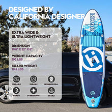 Load image into Gallery viewer, Highpi Inflatable Stand Up Paddle Board 10'6''x32''x6''W Premium SUP Accessories &amp; Backpack, Wide Stance, Surf Control, Non-Slip Deck, Leash, Paddle and Pump, Standing Boat for Youth &amp; Adult…
