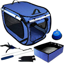 Load image into Gallery viewer, Pet Fit For Life Extra Large (32"x19"x19") Collapsible/Portable Cat Cage/Condo with Portable Litter Box and Bonus Cat Feather Toy and Collapsible Water/Food Bowl Large - 32" x 19" x 19"
