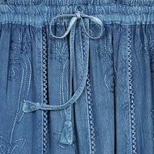 Load image into Gallery viewer, CATALOG CLASSICS Women's Boho Peasant Maxi Skirt -Over-Dyed with Elastic Waistband, Rayon 36" L - Denim - Large
