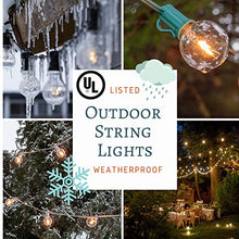 Load image into Gallery viewer, 50 Foot Globe String Lights - Black Wire - 50 G40 Clear Bulbs (+ 2 Free Spares) for Patio Deck Cafe Bistro and Outdoor Lighting
