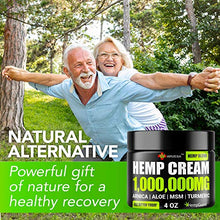 Load image into Gallery viewer, Natural Hemp Cream - 1,000,000 - Made in USA - Relieves Inflammation Muscle, Muscle, Joint, Back, Knee- High Strength Hemp Oil Extract with MSM - Arnica - Turmeric - 4 fl. Oz
