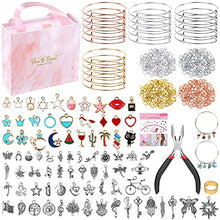Load image into Gallery viewer, 300Pcs Bangle Bracelets Making Kit, Thrilez Charm Bracelet Making Kit with Expandable Bangles, Charms, Jump Rings and Pliers for Jewelry Making Bangle Bracelets (with Gift Box and Tools)
