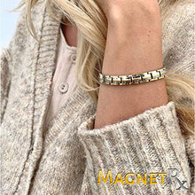 Load image into Gallery viewer, MagnetRX® Women's Ultra Strength Magnetic Therapy Bracelet - Arthritis Pain Relief &amp; Carpal Tunnel Titanium Magnetic Bracelets for Women - Adjustable Length with Sizing Tool (Silver &amp; Gold)
