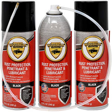 Load image into Gallery viewer, woolwax 12 Oz Undercoating Protection Aerosol Spray Can Black 3 Pack, Rust Inhibitor and Prevention, Anti Corrosion Multi Purpose Penetrant and Lubricant, Spray Can Extension Wand Included
