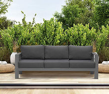 Load image into Gallery viewer, Solaste Patio Furniture Metal Couch, 3-Seat All-Weather Contemporary Aluminum Outdoor Sofa Chair with Cushions, Dark Grey

