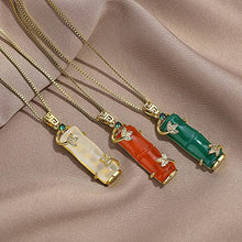Load image into Gallery viewer, Green Jade Necklace for Women Jade Jewelry for Women Jade Crystal Necklace 18K Gold Plated Jade Pendants for Women
