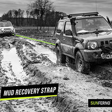 Load image into Gallery viewer, Sunferno Recovery Tow Strap 35000lb - Recover Your Vehicle Stuck in Mud/Snow - Heavy Duty 3" x 20' Winch Snatch Strap - Protective Loops, Water-Resistant - Off Road Truck Accessory - Bonus Storage Bag
