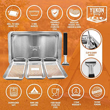 Load image into Gallery viewer, Yukon Glory BBQ 'N Serve Grill Basket Set, Revolutionary Grill to Table Design, Includes 3 Grilling Baskets, Serving Tray and Patented Clip-on Handle Perfect For Grilling Fish, Veggies and Meats
