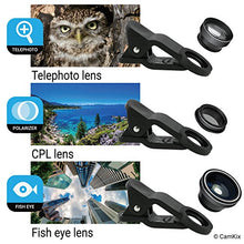 Load image into Gallery viewer, Smartphone Photography Kit - Flexible Cell Phone Tripod, Bluetooth Remote Control Camera Shutter and 5in1 Lens Kit - Universal Octopus Pod - Telephoto, CPL, Fish Eye, Macro and Wide Angle Lens
