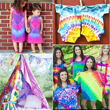Load image into Gallery viewer, DIY Tie Dye Kits, Emooqi 32 Colours All-in-1 Tie Dye Set contain 32 Bag Pigments, Rubber Bands, Gloves, sealed bag，Apron and Table Covers for Craft Arts Fabric Textile Party DIY Handmade Project
