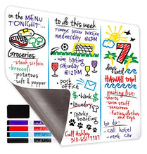 Load image into Gallery viewer, Magnetic Dry Erase Whiteboard Sheet for Kitchen Fridge: with Stain Resistant Technology - 17x11 - Includes 4 Markers and Big Eraser with Magnets - Refrigerator White Board Organizer and Planner

