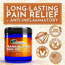 Load image into Gallery viewer, Frankincense DMSO Gel with Hyaluronic Acid | 99.995% Pure Pharma Grade DMSO, Organic Aloe Vera | Natural Pain Relief for Arthritis, Joint, Back, Hand, Feet, Knee &amp; Neck + Anti-Inflammatory (4 oz)
