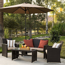 Load image into Gallery viewer, Best Choice Products 4-Piece Wicker Patio Furniture Set w/Table, Tempered Glass, 3 Sofas, Cushioned Seats - Brown

