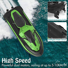 Load image into Gallery viewer, Remote Control Boat, 1:14 Scale 2.4Ghz High Speed RC Racing Boats for Pools and Lakes, Dual Motor, Low Battery Alarm, Speed Switch, Watercraft Toy for 14+ Kids, Green
