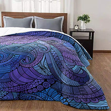 Load image into Gallery viewer, T&amp;H XHome Luxury Quilted Comforter Bedspread-Thin Soft Cozy,Blue and Purple Vine Floral Pattern Reversible Stitched Summer Lightweight Quilt Coverlet for All Season
