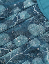 Load image into Gallery viewer, BAISHENGGT Women's Printed Flouncing Flared Short Sleeve Mesh Blouse Top X-Large Turquoise-Leaves Printed
