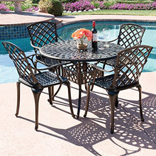 Load image into Gallery viewer, Best Choice Products 5-Piece All-Weather Outdoor Cast Aluminum Dining Set for Patio, Balcony, Lawn, Garden, Backyard w/ 4 Chairs, Umbrella Hole, Lattice Weave Design - Brown
