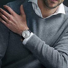 Load image into Gallery viewer, FEICE Men's Automatic Watch Mechanical Watch Stainless Steel Leather Band Watches Analog Curved Mirror Brushed Finish Casual Dress Watches for Men #FM212 (4-Silver+Leather Strap)
