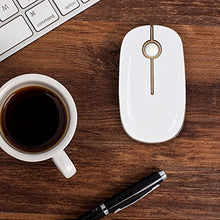 Load image into Gallery viewer, Jelly Comb 2.4G Slim Wireless Mouse with Nano Receiver Less Noise, Portable Mobile Optical Mice for Notebook, PC, Laptop, Computer, MacBook - White and Gold
