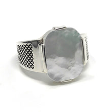 Load image into Gallery viewer, KAR 925K Stamped Sterling Silver Mother of Pearl Elegant Men's Ring K41V (11)
