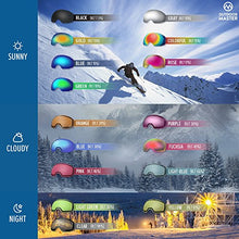 Load image into Gallery viewer, OutdoorMaster OTG Ski Goggles - Over Glasses Ski/Snowboard Goggles for Men, Women &amp; Youth - 100% UV Protection (Black Frame + VLT 10% Grey Lens with REVO Silver)
