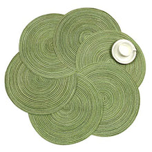 Load image into Gallery viewer, SHACOS Round Placemats Set of 4 Round Table Placemats Braided Cotton Place Mats 15 inch for Kitchen Dining Table Holiday Party (Pea Green, 4)
